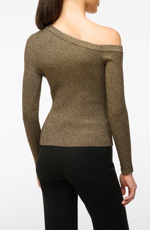Staud Craftsman Metallic One-shoulder Sweater In Metallic Gold