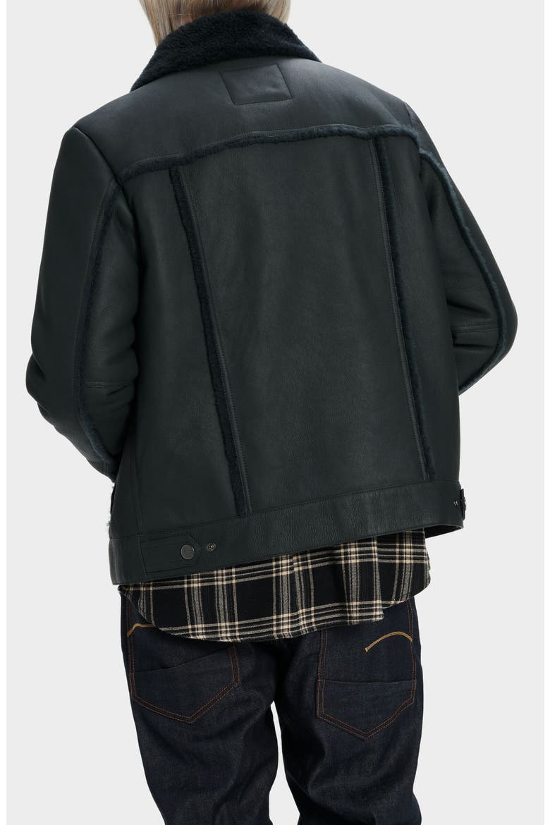 Clint Genuine Shearling Trucker Jacket, Alternate, color, BLACK
