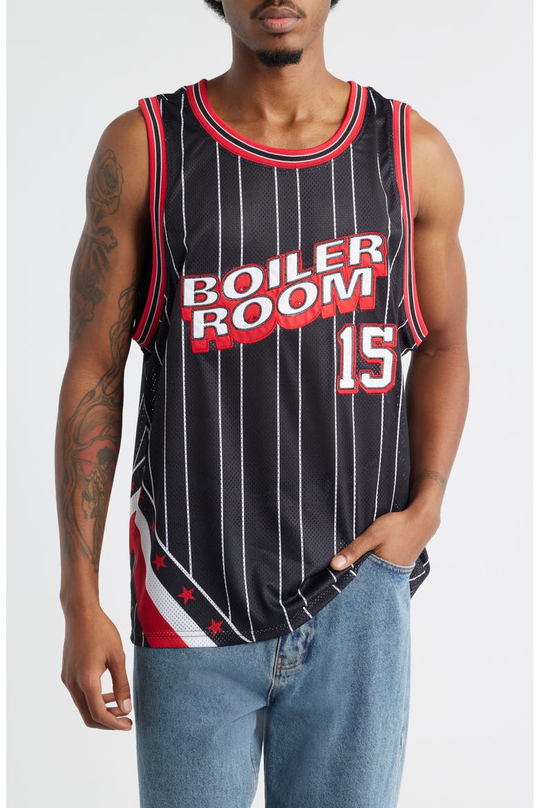 Graphic Mesh Basketball Jersey, Main, color, BLACK