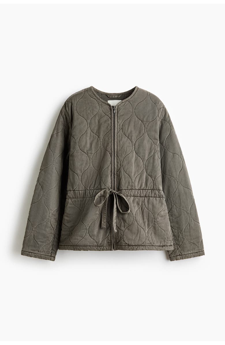 H&M Quilted Twill Jacket, Main, color, Gray