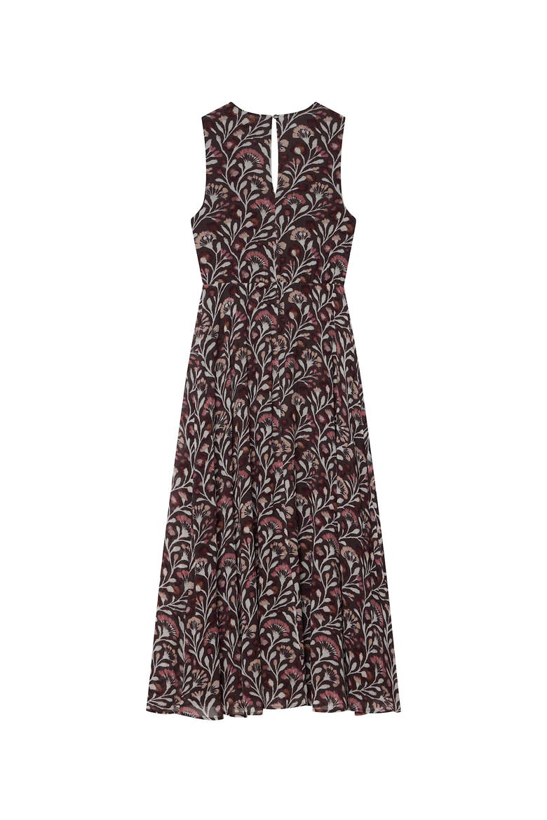 Floral Print V-Neck Maxi Dress, Alternate, color, Brown
