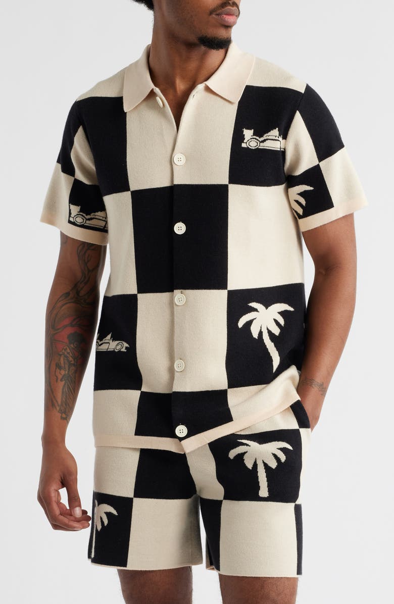 MAVRANS Victory Lap Check Graphic Button-Up Polo, Main, color,