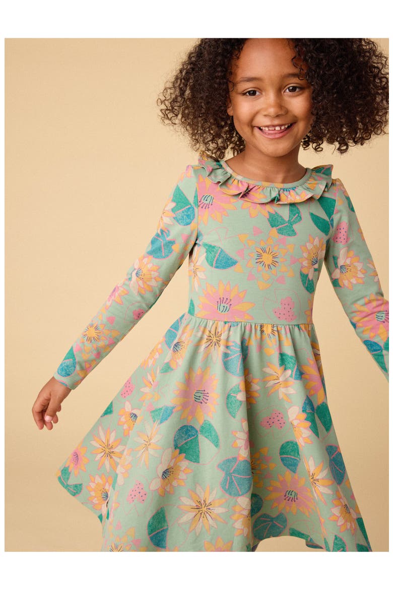 Ruffle Collar Ballet Dress, Alternate, color, Chalk Water Lillies