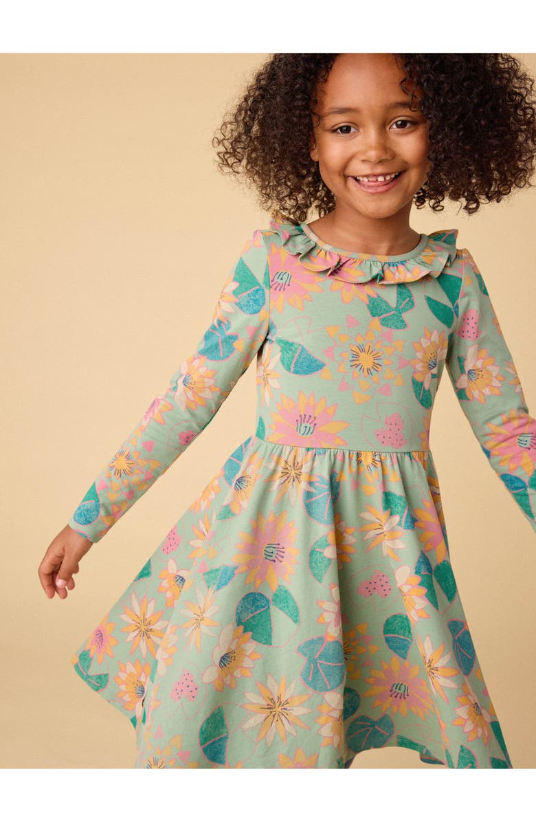 Tea Collection Ruffle Collar Ballet Dress, Alternate, color, Chalk Water Lillies