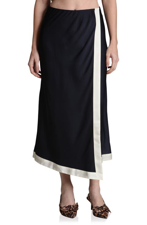 Asymmetric Faux Wrap Midi Skirt