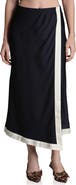 Avec Les Filles Asymmetric Faux Wrap Midi Skirt