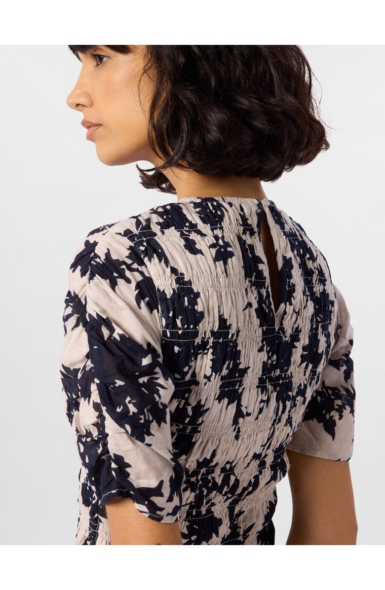 Whistles Smocked Floral Ruffle Hem Peplum Blouse, Alternate, color, Ivory/Multi