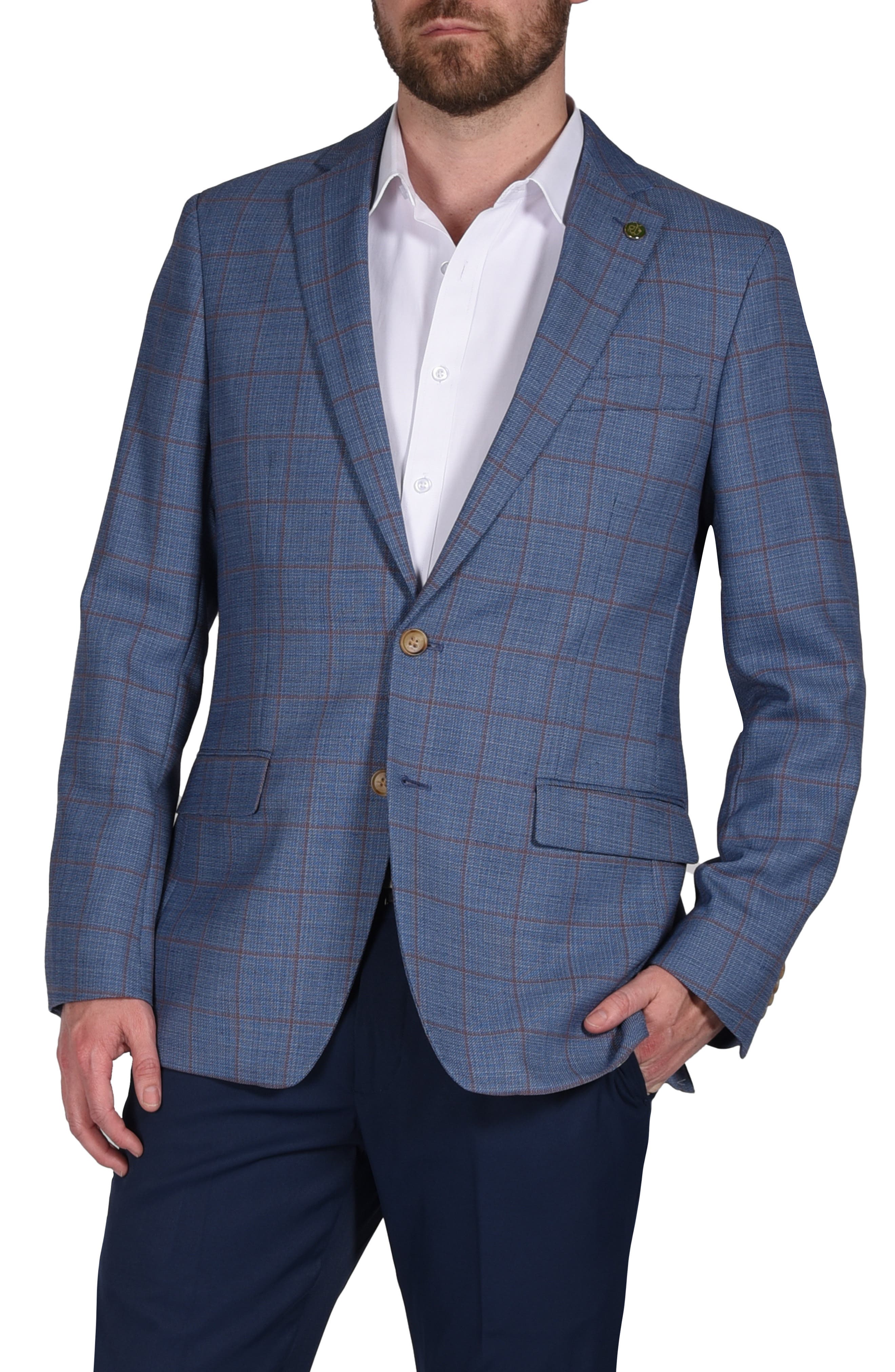 CRICKETEER Windowpane Stretch Wool Blend Sport Coat