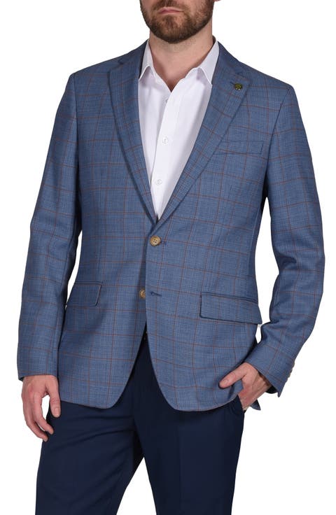 Windowpane Stretch Wool Blend Sport Coat