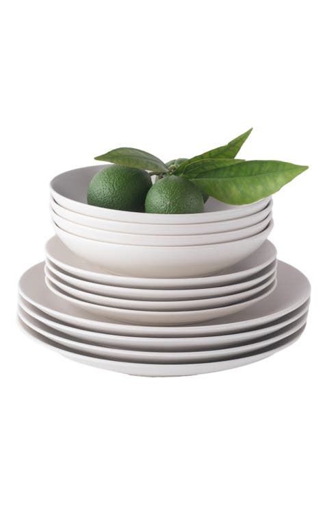 Porto by Stone Lain Semplice Stoneware 12-Piece Dinnerware Set