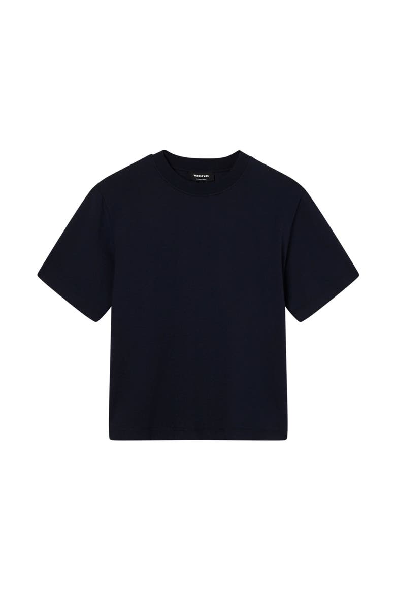 Cotton Crew Neck Top, Alternate, color, Navy