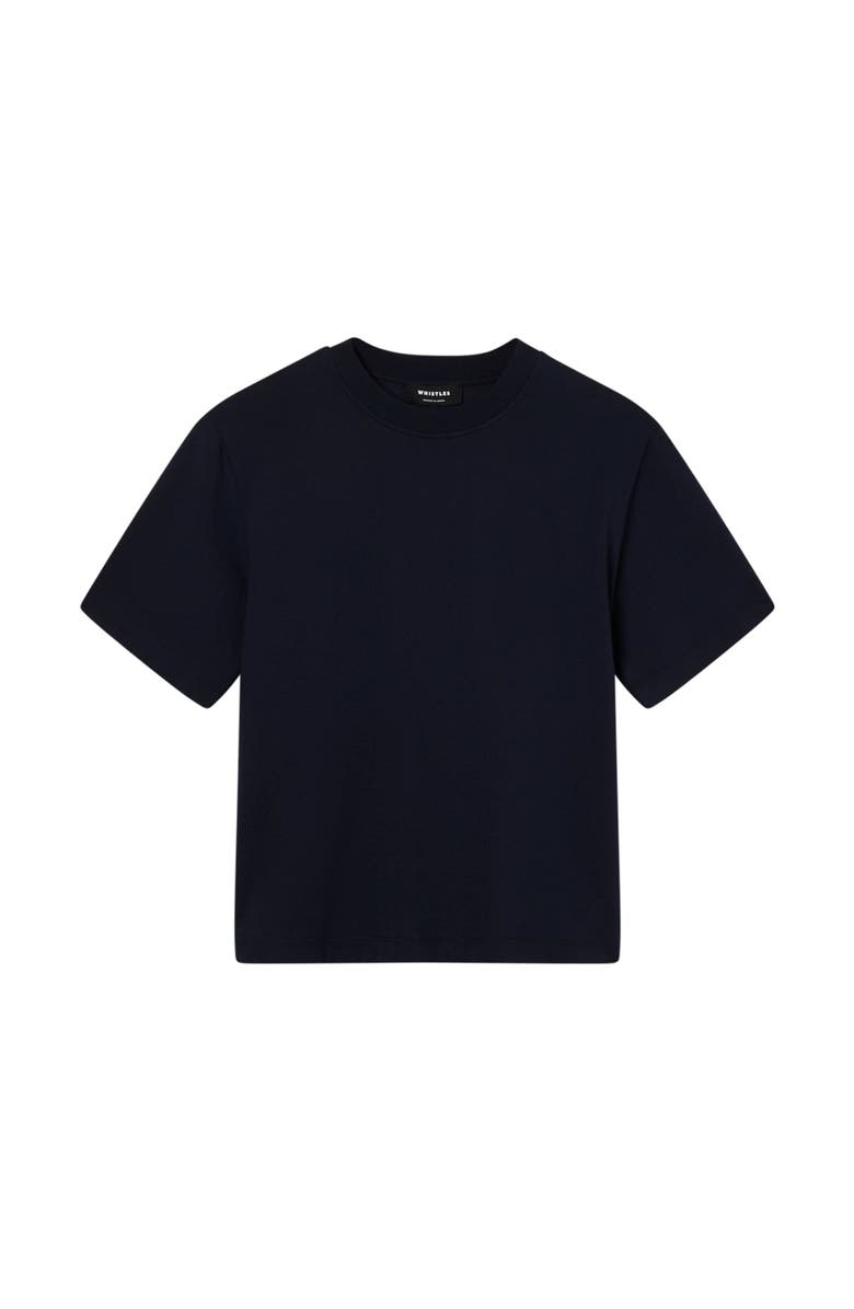 Whistles Cotton Crew Neck Top, Alternate, color, Navy