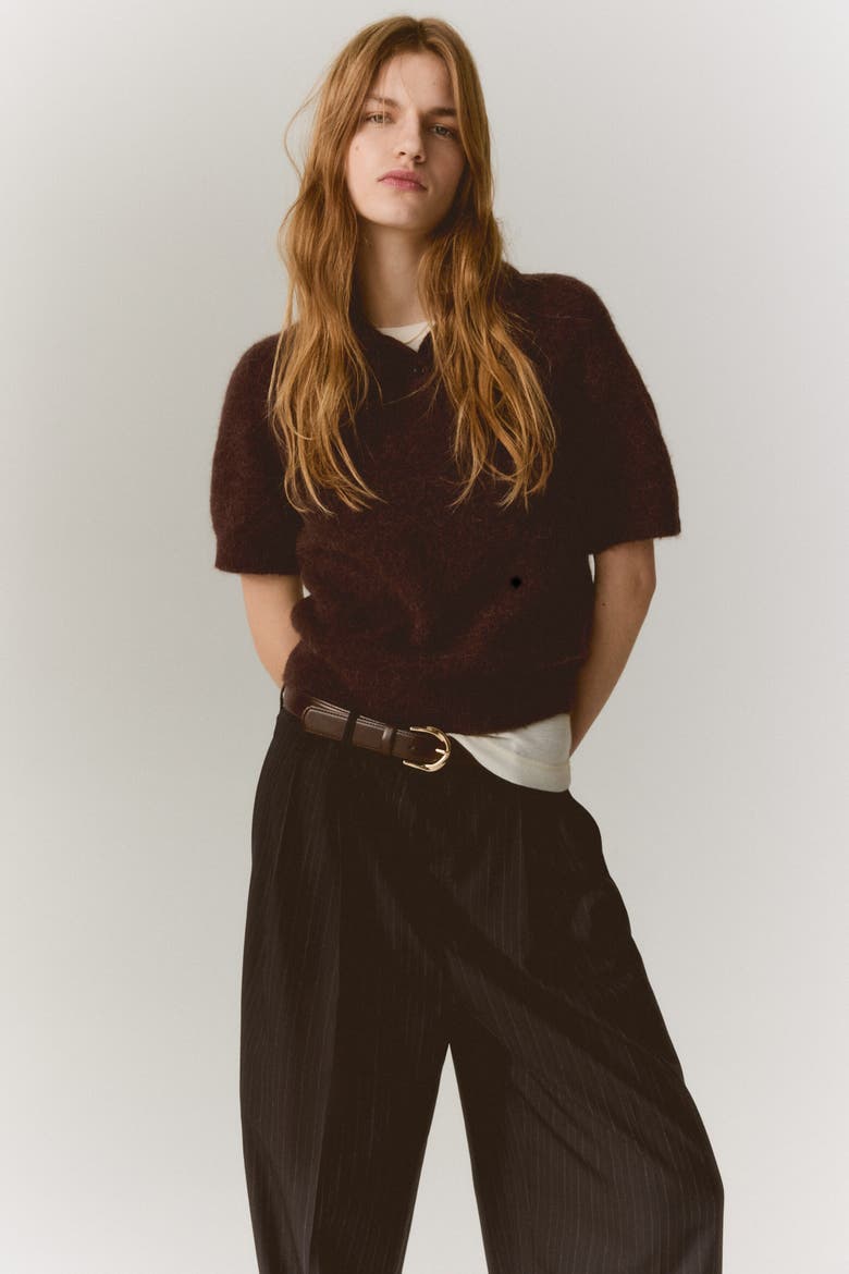 Alpaca-blend Polo Shirt, Main, color, Dark brown