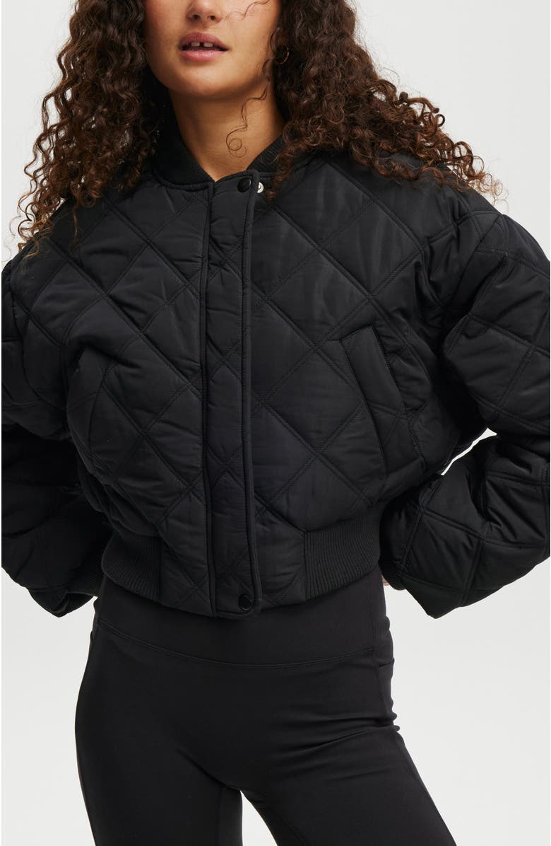 COTTON ON BODY Women's Active Quilted Rib Bomber Jacket, Main, color,