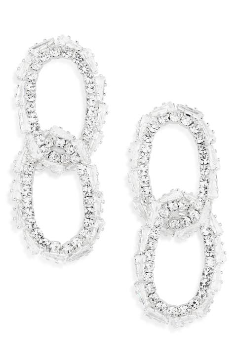 Crystal Pavè Link Drop Earrings