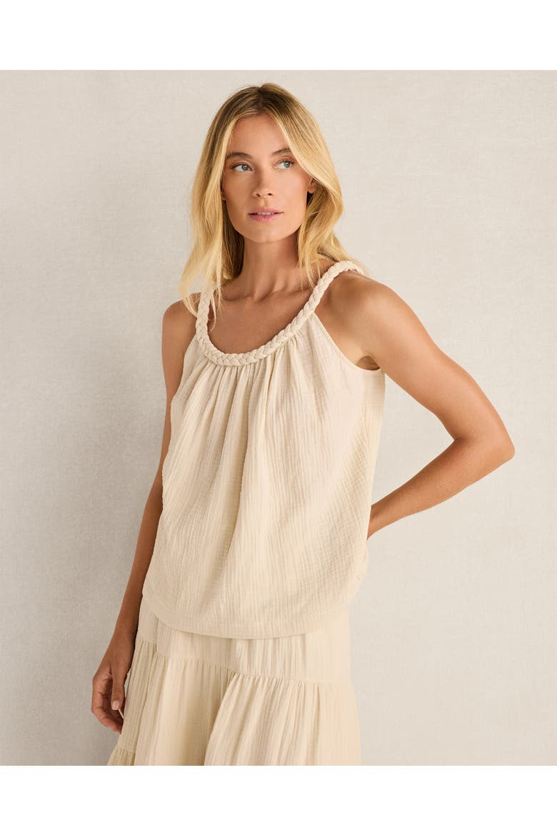 Organic Cotton Gauze Braided Top, Main, color, Misty Beige