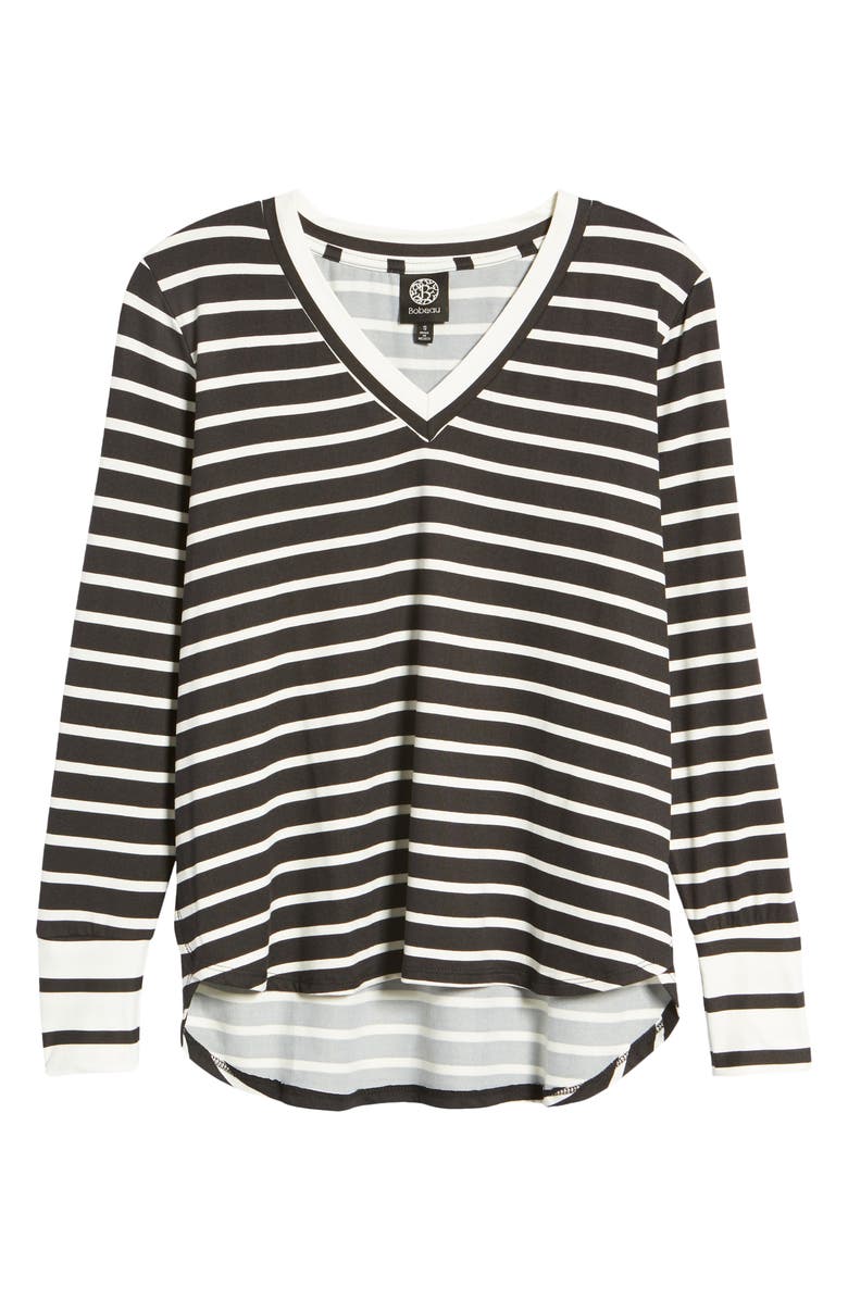 Bobeau Stripe V-Neck Butter Top, Alternate, color,