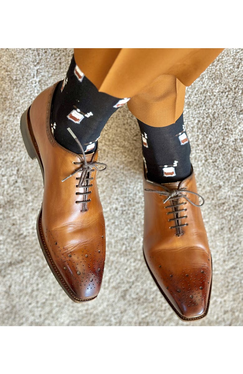Trafalgar Jack's Bourbon and Cigar Over The Calf Mercerized Cotton Socks, Alternate, color, Black
