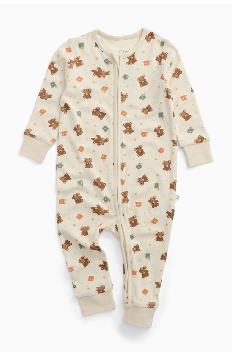 MORI Teddy Bear Two Way Zip-Up Romper, Main, color, Teddy Bear Print