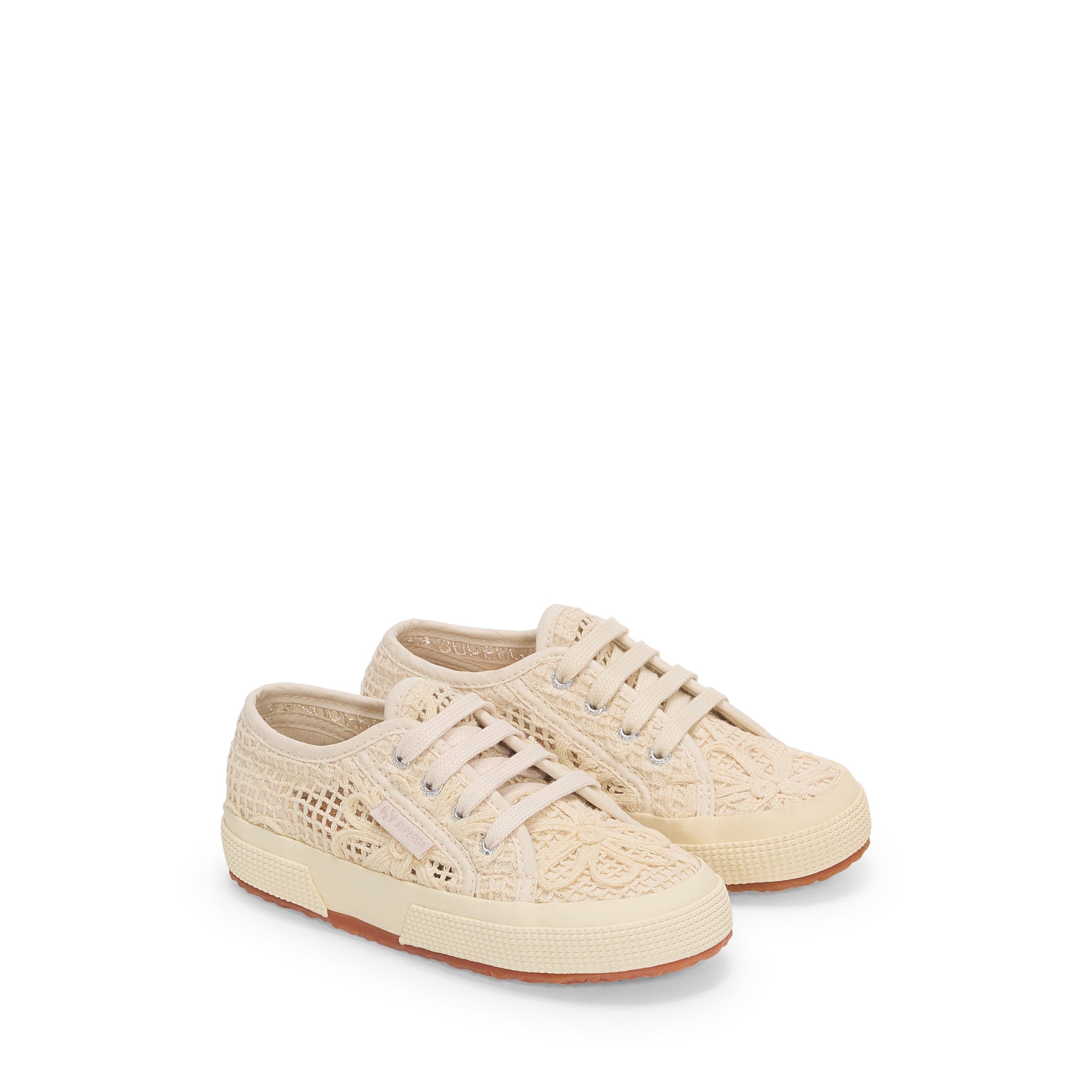 Superga 2750 Kids Net Flower Crochet, Alternate, color, Beige Raw-Off White