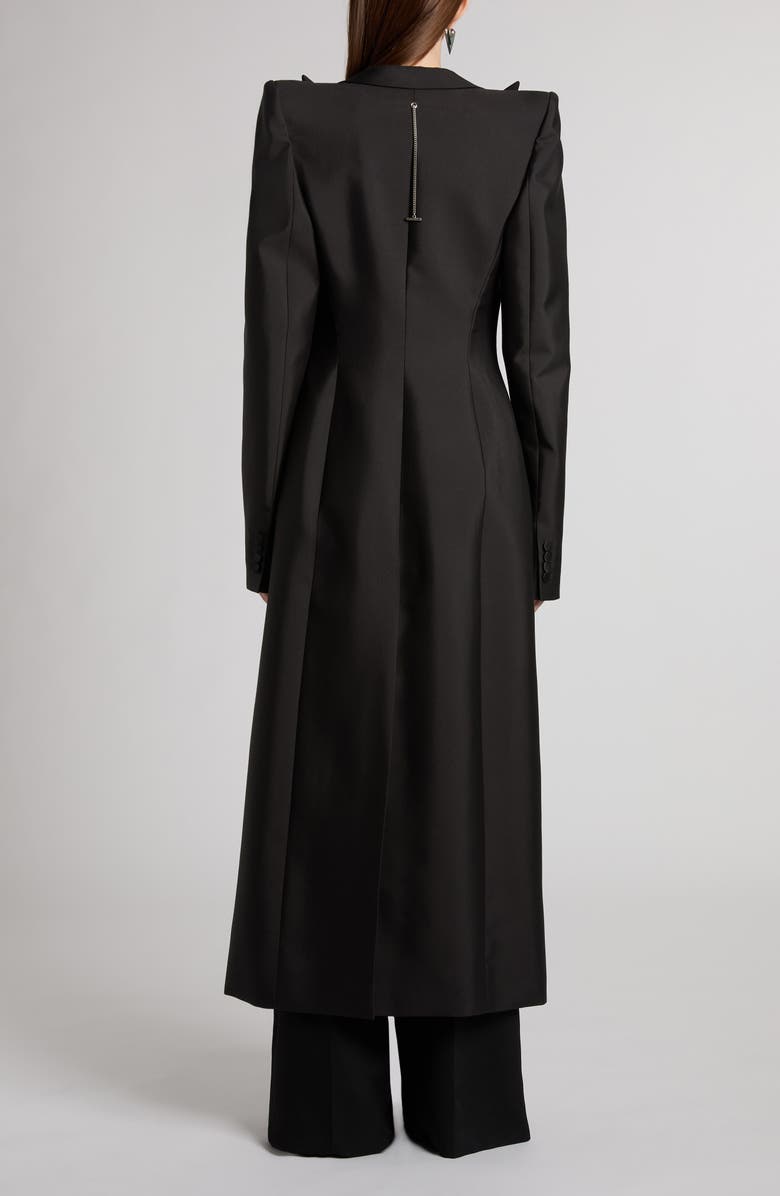 McQueen Peak Lapel Wool & Silk Long Coat, Alternate, color,