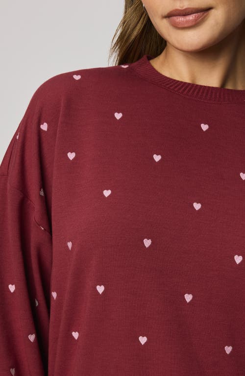 Splendid Love Lounge Embroidered Sweatshirt In Red