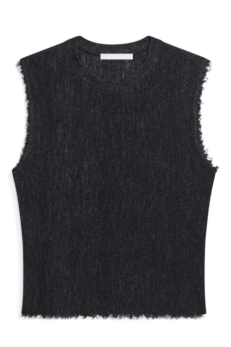 Raw Edge Linen Blend Sweater Tank, Alternate, color, BLACK