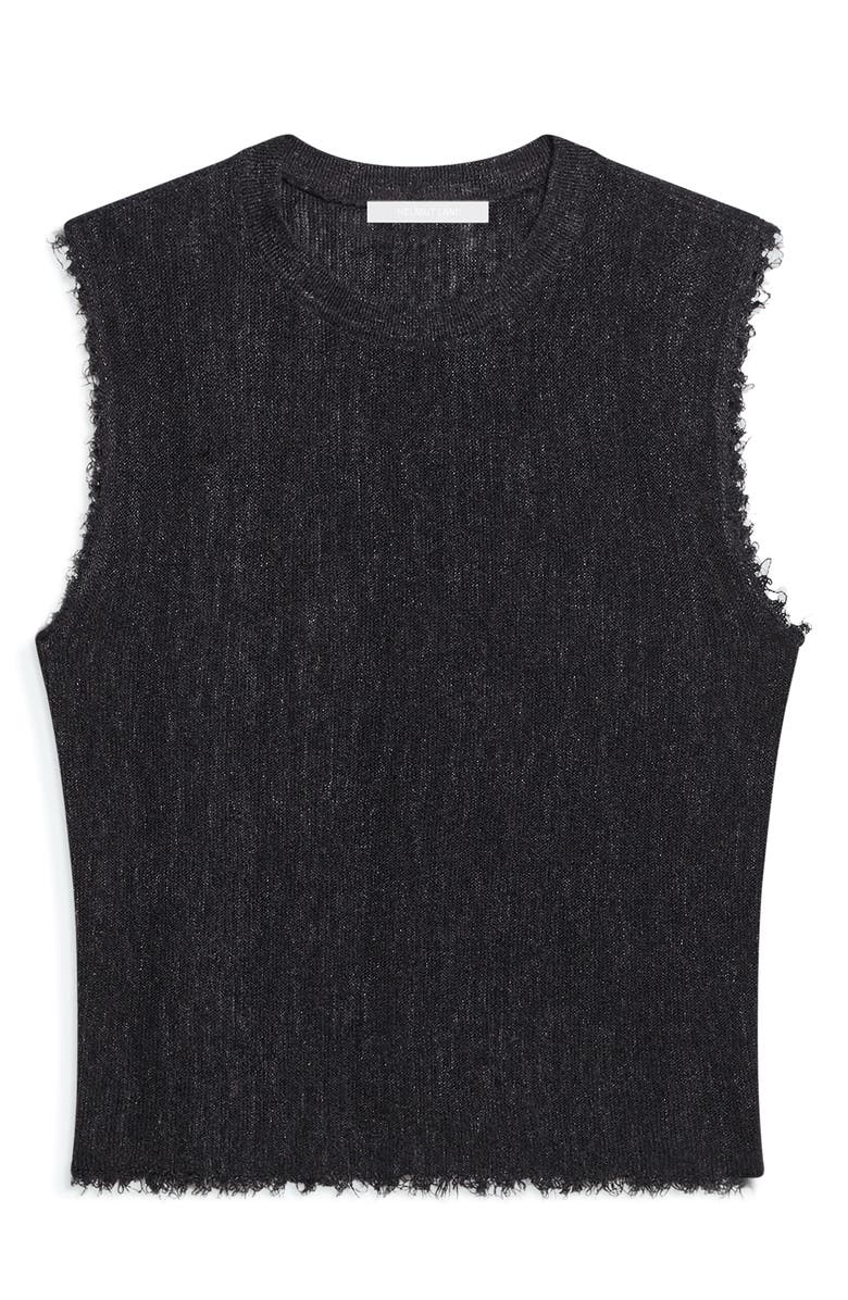 Helmut Lang Raw Edge Linen Blend Sweater Tank, Alternate, color, Black