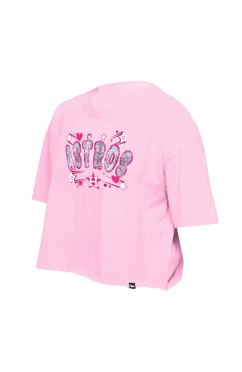 New Era Girls Youth New Era Light Pink Houston Astros Flip Sequin Team T-Shirt, Alternate, color, Light Pink