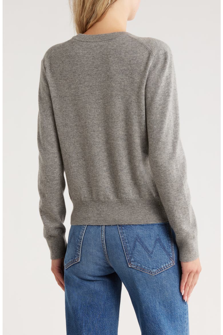 Crewneck Wool Blend Cardigan, Alternate, color, HEATHER GREY