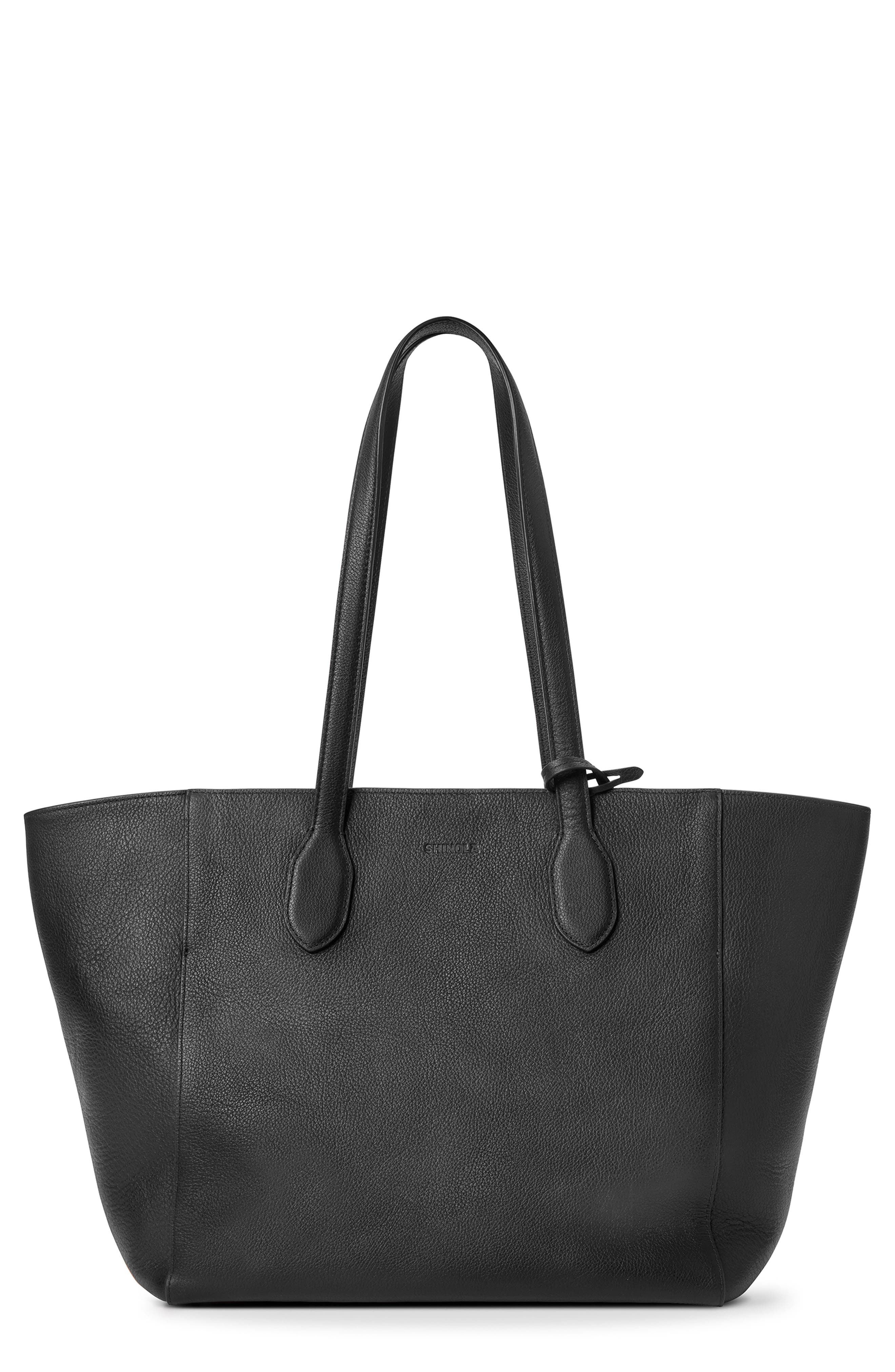 Shinola Runabout Pebble Leather Tote, Main, color, Black
