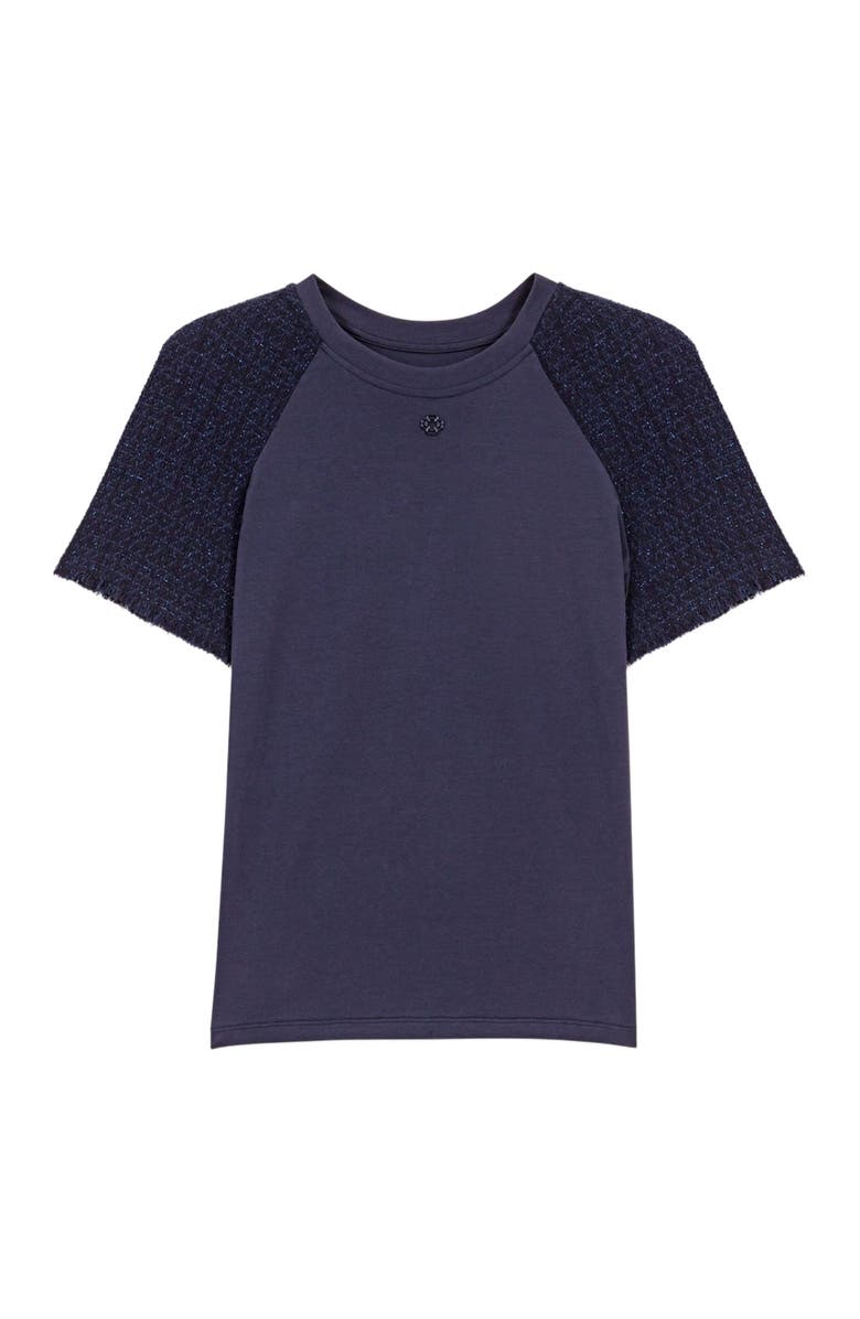maje Tweed-sleeved T-shirt, Alternate, color, 