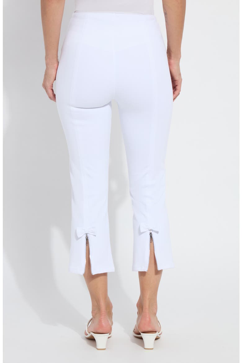 The Lizzette Bow Zip Hem Crop Flare Pants, Alternate, color, WHITE