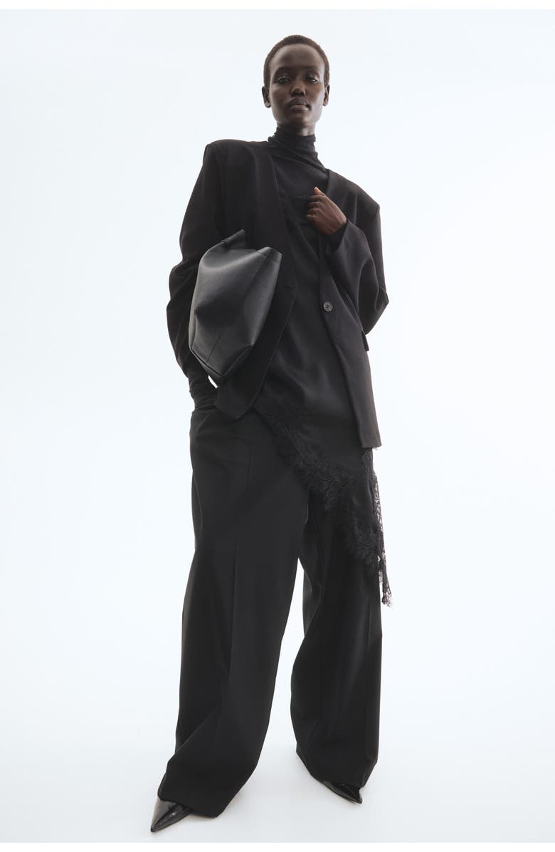 H&M Collarless Jersey Blazer, Alternate, color, Black