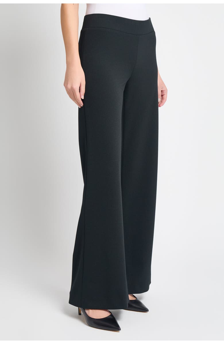 Ming Wang Stretch Deco Crepe Wide-Leg Pants, Alternate, color, Black