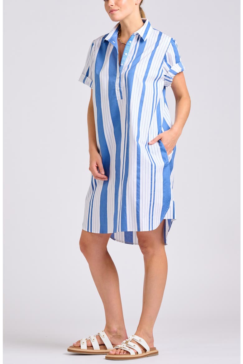 Stripe Popover Poplin Shirtdress, Alternate, color, AZURE RETRO STRIPE
