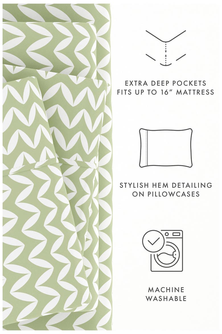 HOME SPUN Premium Ultra Soft Puffed Chevron Pattern 4-Piece Bed Sheet Set, Alternate, color, SAGE