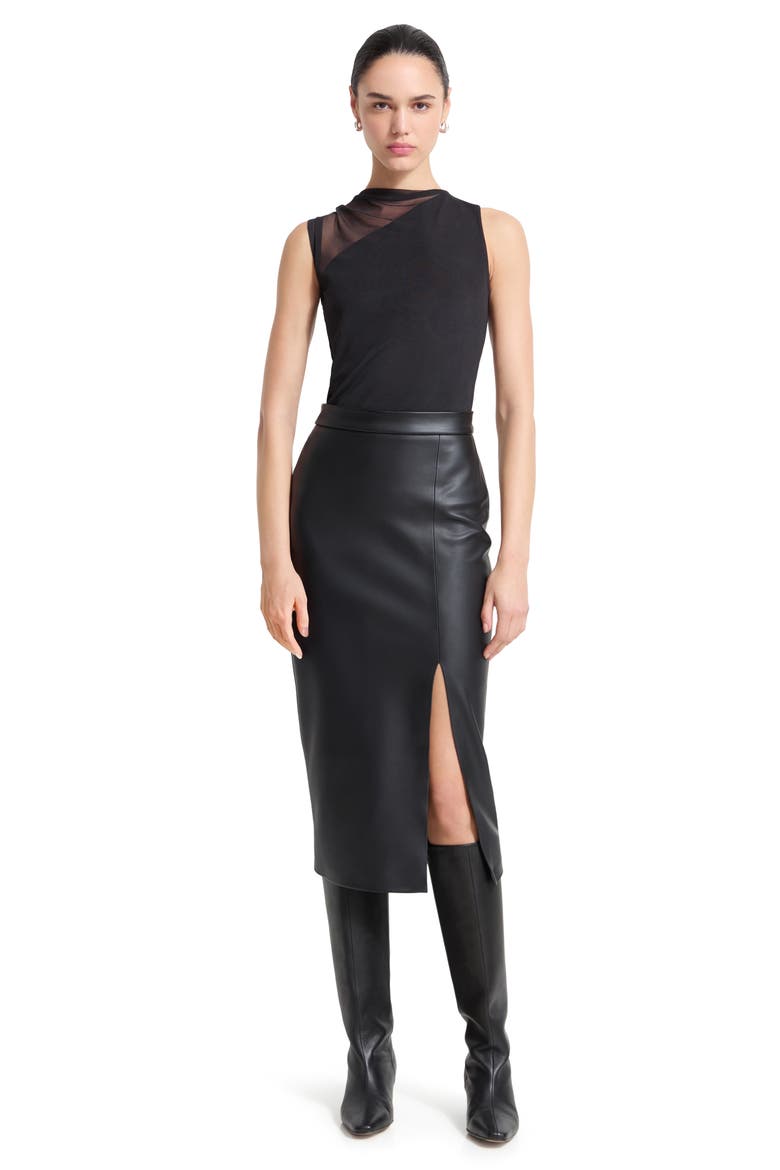 Carly Faux Leather Pencil Skirt, Alternate, color, BLACK