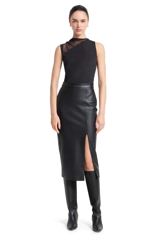 Marcella Carly Faux Leather Pencil Skirt In Black