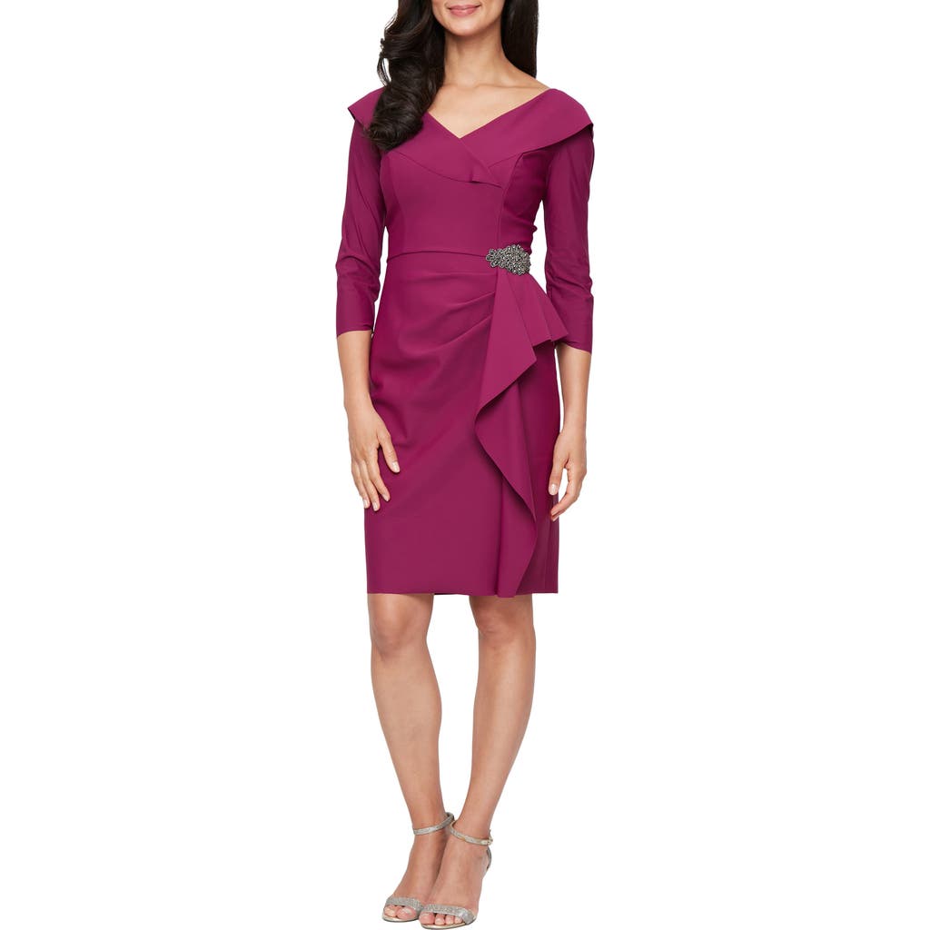 Alex Evenings Compression Cocktail Dress In Pink
