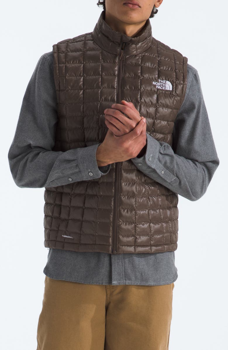 The North Face Thermoball Windproof Water Repellent Packable Quilted Vest, Main, color, Smokey Brown