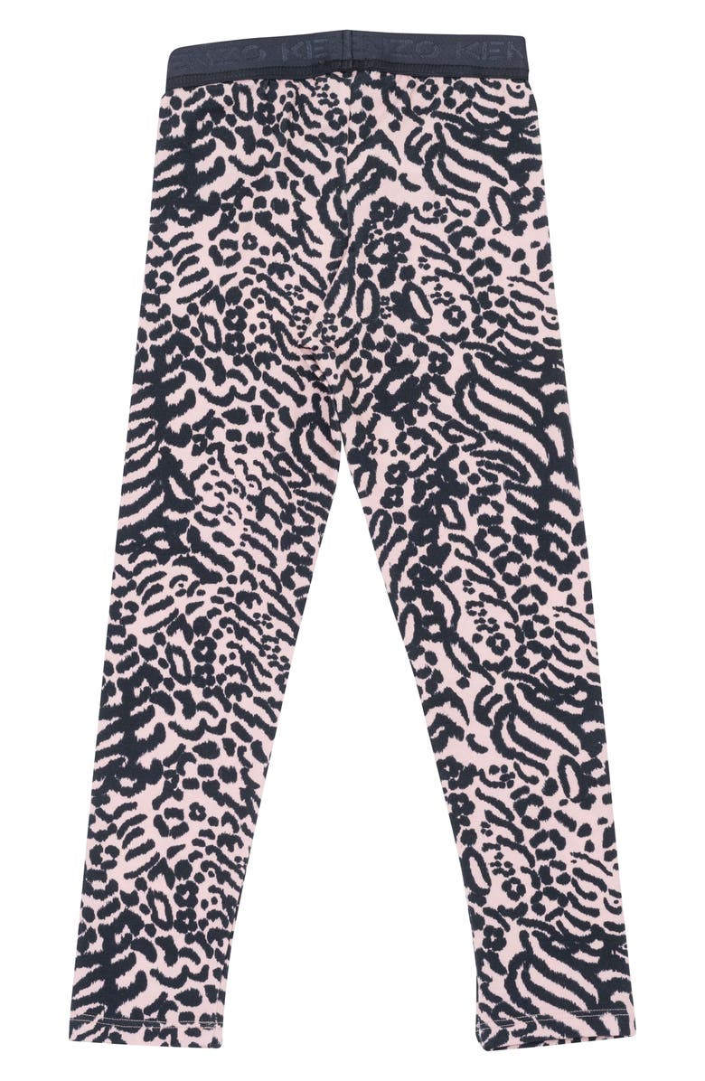 KENZO Kids' Animal Print Cotton Leggings, Alternate, color, Pink