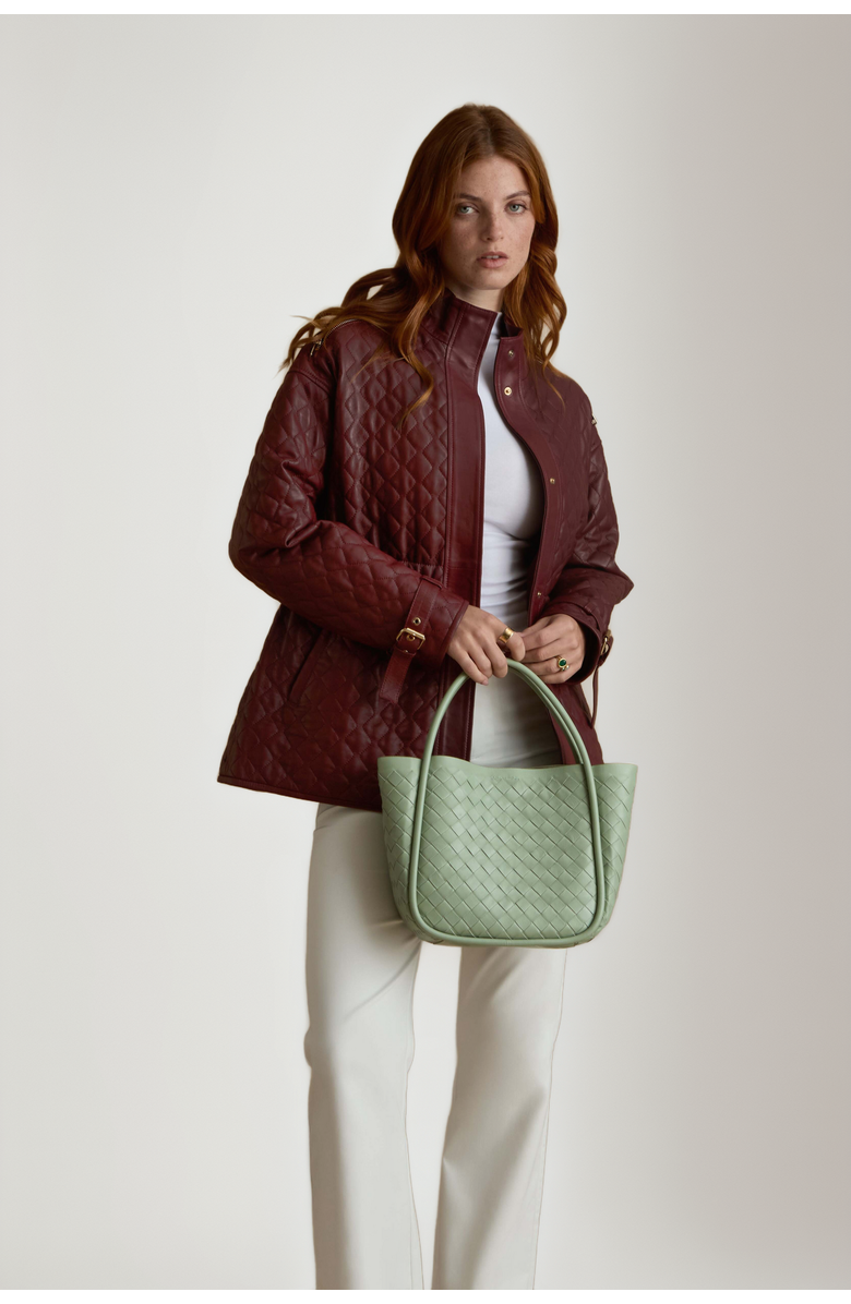 Furniq UK Nora Leather Coat, Alternate, color, Black