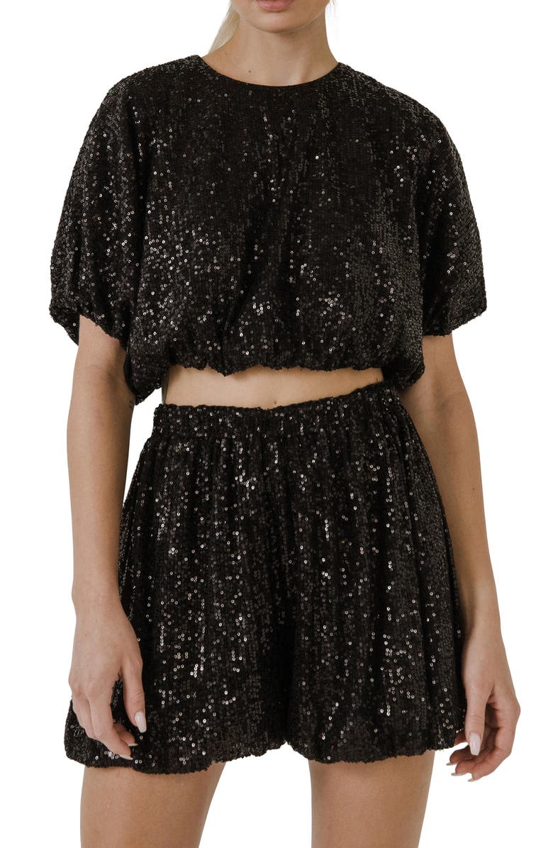 Endless Rose Sequin Puff Crop Top, Main, color,