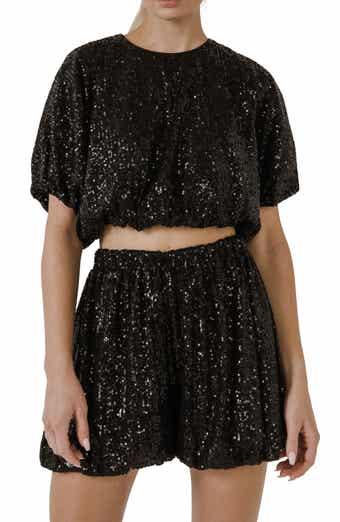 Sequin Puff Crop Top