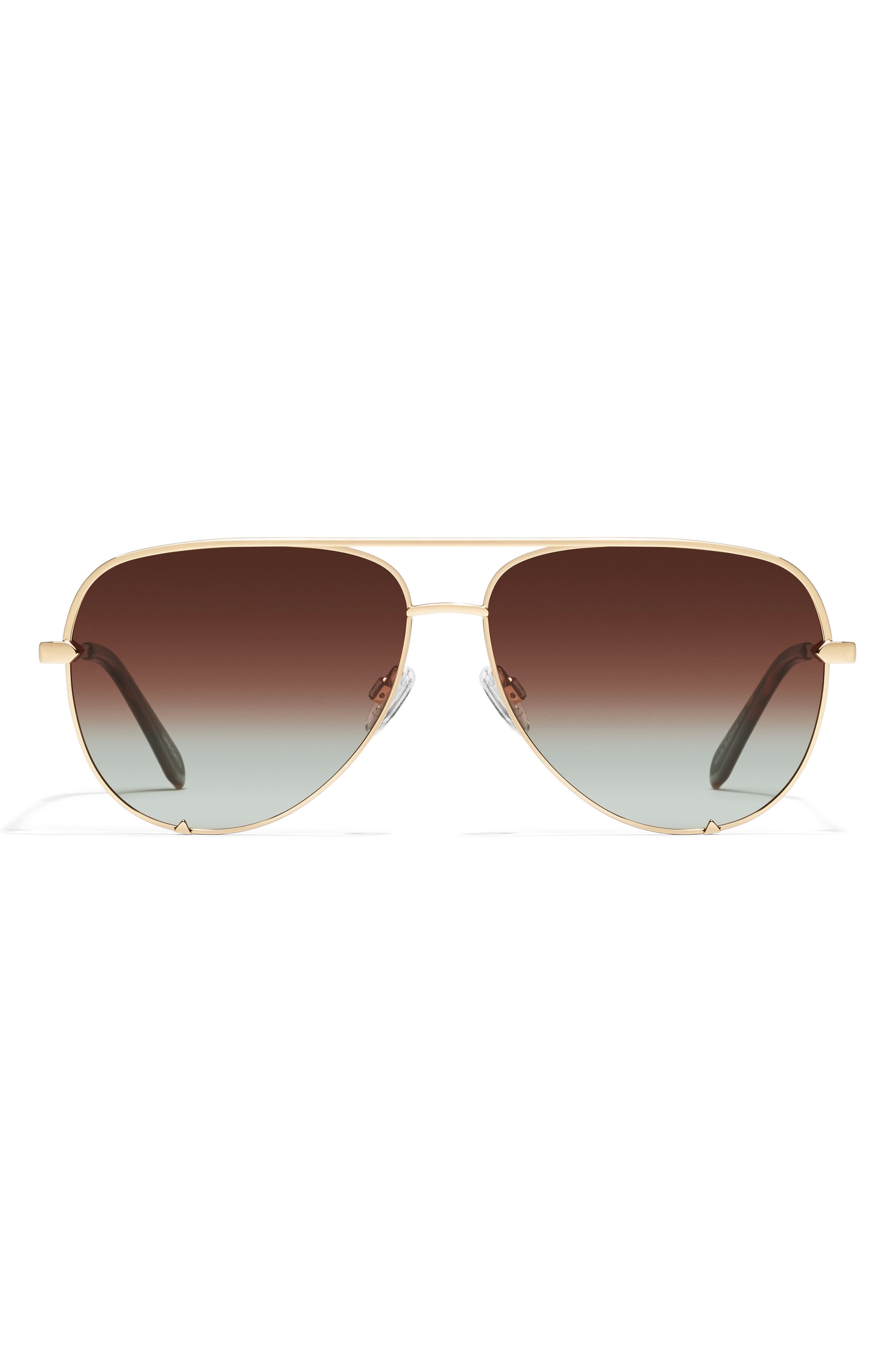 Quay High Key Mini 60mm Aviator Sunglasses In Gold/ Brown Fade Polarized