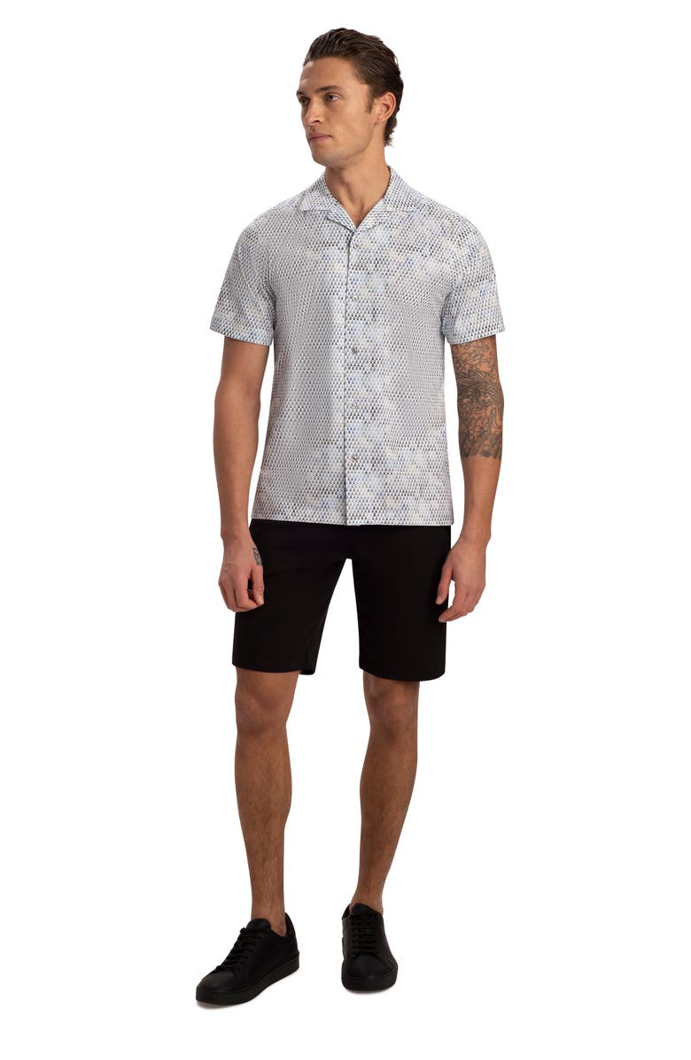Bugatchi OoohCotton<sup>®</sup> Tech Short Sleeve Button-Up Camp Shirt, Alternate, color, Platinum