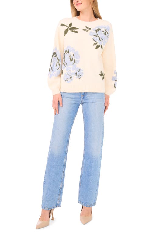 Parker Floral Print Crewneck Sweater In Neutral