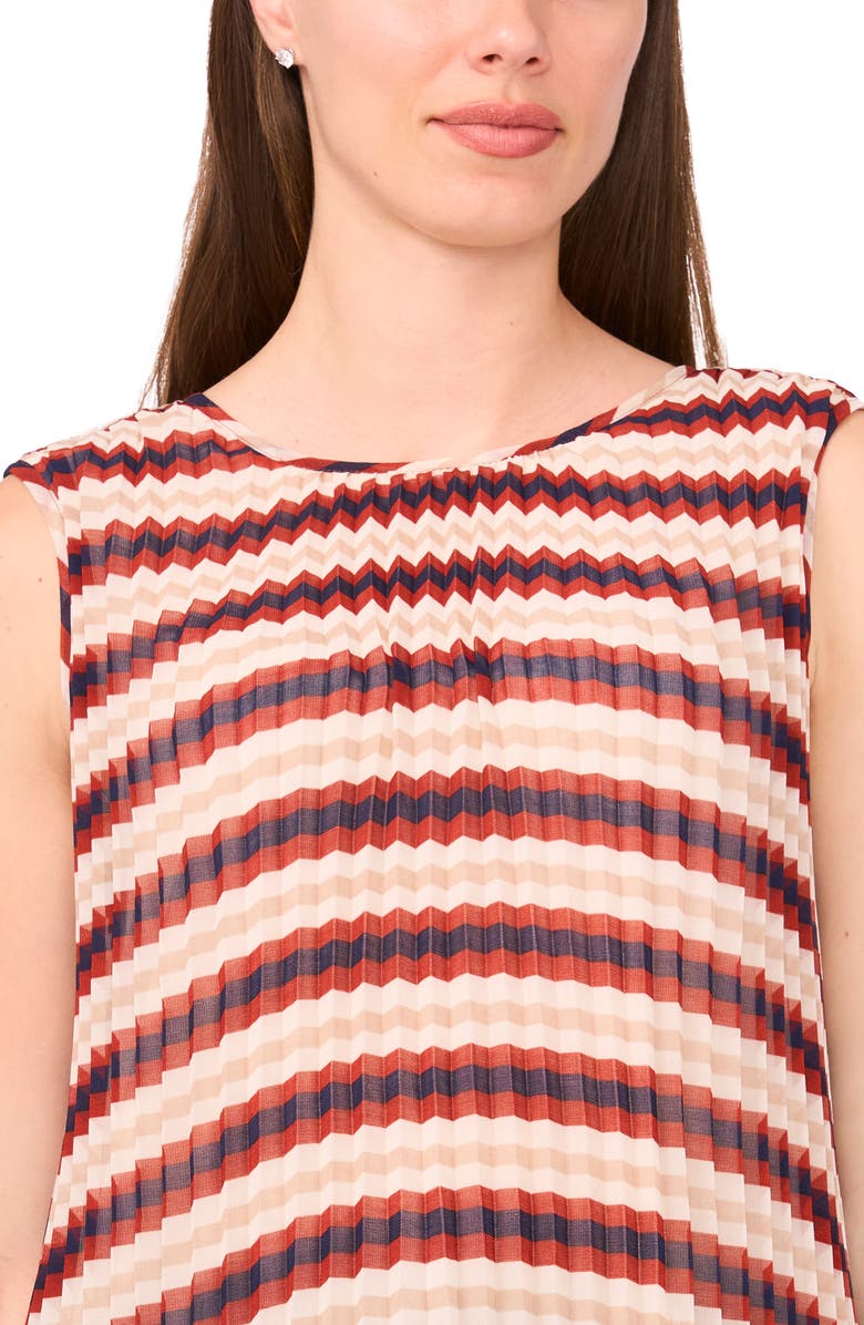 Halogen<sup>®</sup> Stripe Pleated Sleeveless Top, Alternate, color, Burnt Henna