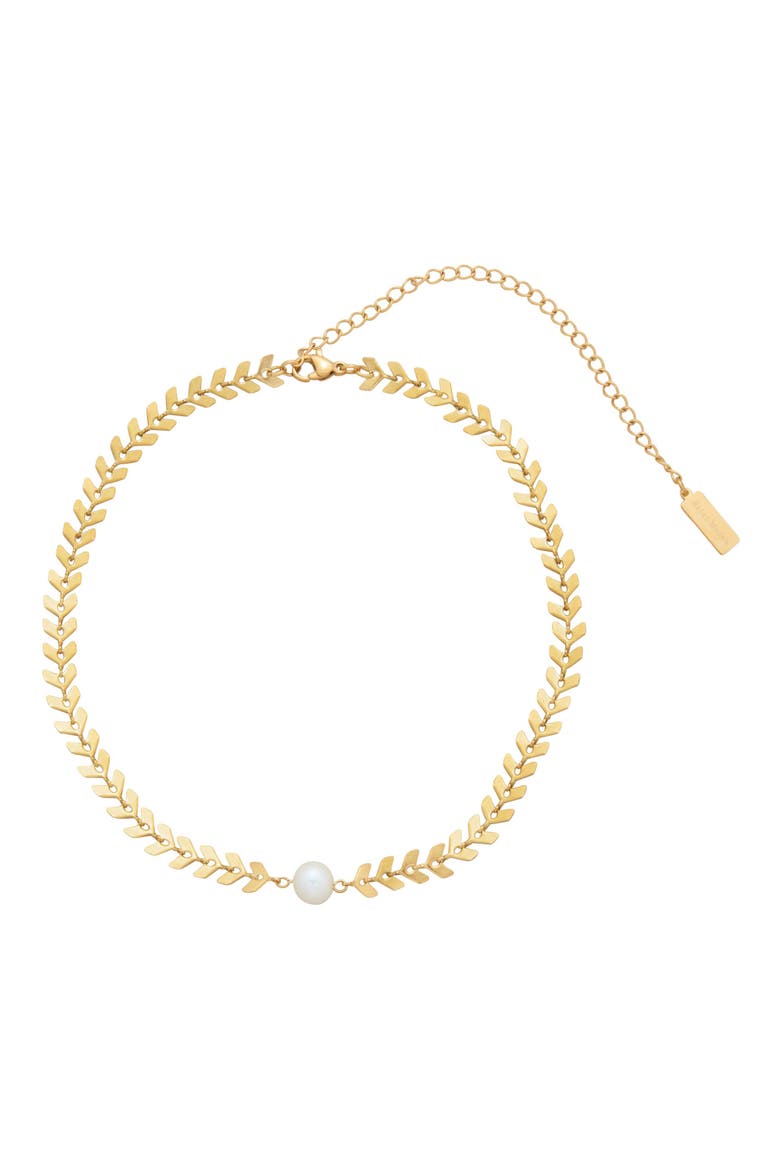 Freshwater Pearl Chevron Choker, Main, color, WHITE